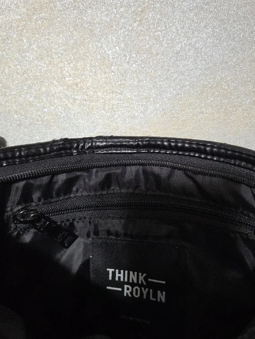THINK ROYLN Quilted Black Crossbody Belt Bag with Wide Strap